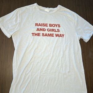 White T-Shirt w/Text Graphic